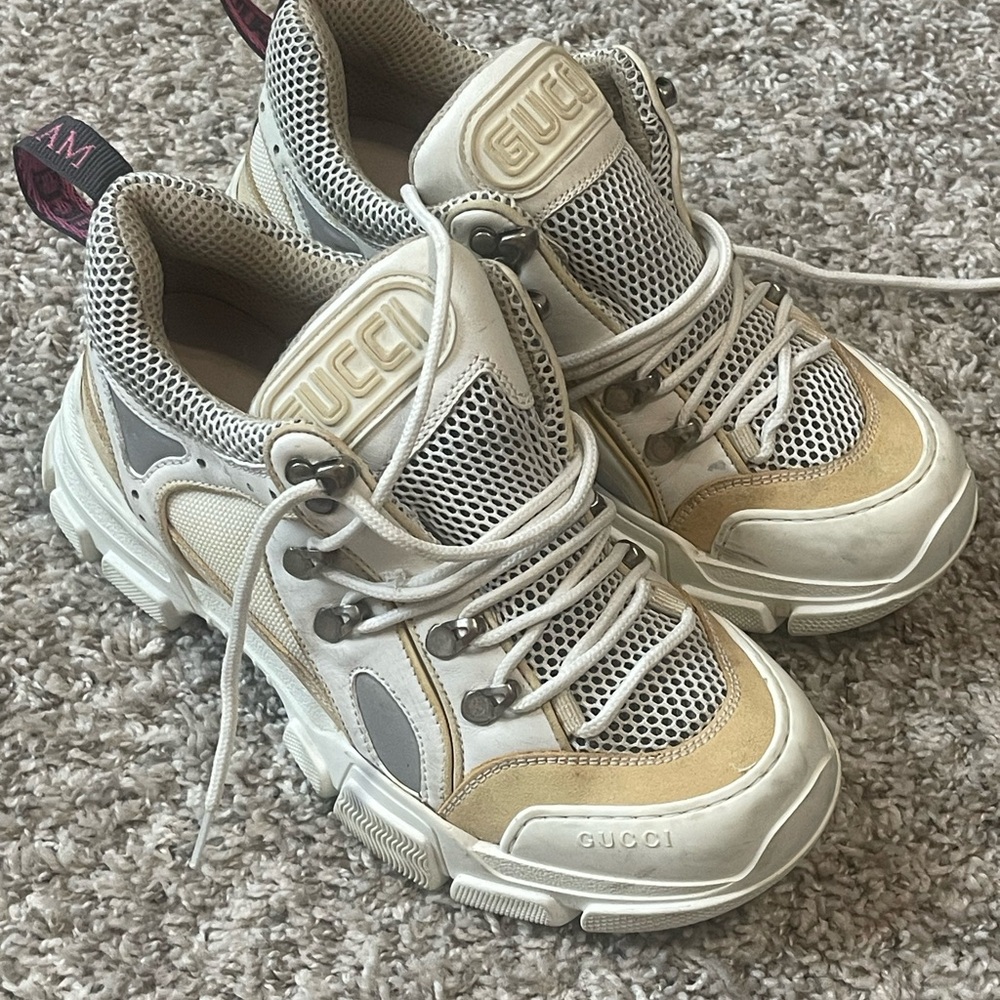 Gucci Beige and Gray Sneakers